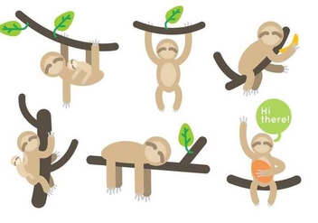 Free Cartoon Sloth Vector - vector gratuit #401333